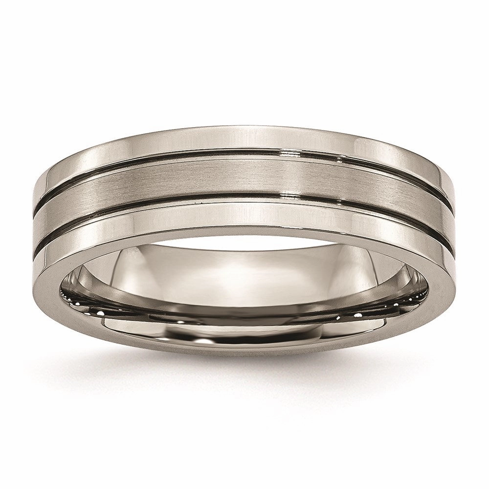 Titanium Grooved 6mm Brushed and Polished Band | TB59