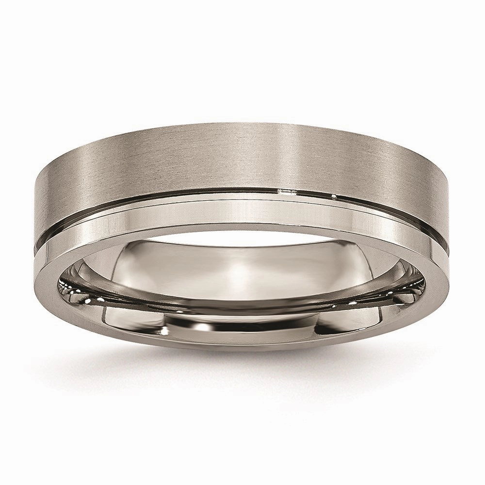 Titanium Grooved 6mm Brushed and Polished Band | TB60