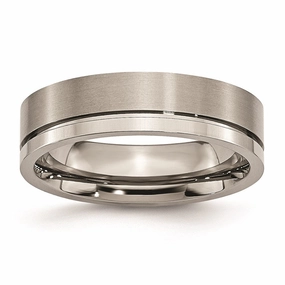 Titanium Grooved 6mm Brushed and Polished Band | TB60