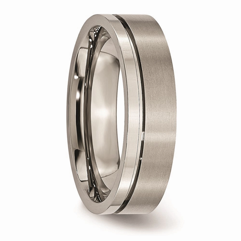 Titanium Grooved 6mm Brushed and Polished Band | TB60