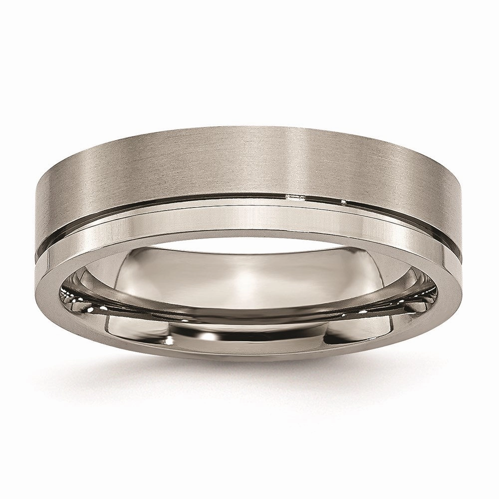 Titanium Grooved 6mm Brushed and Polished Band | TB60