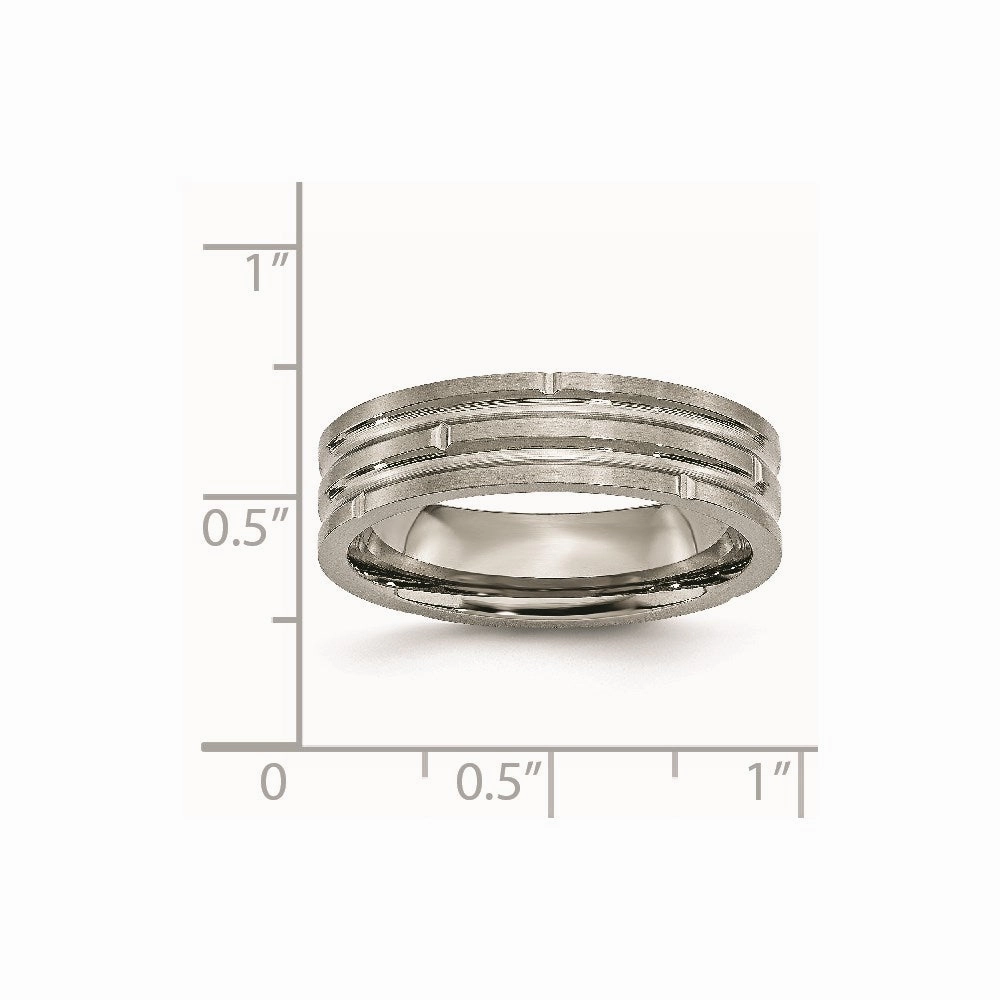 Titanium Grooved 6mm Polished and Satin Band | TB329