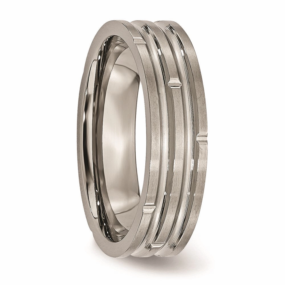 Titanium Grooved 6mm Polished and Satin Band | TB329