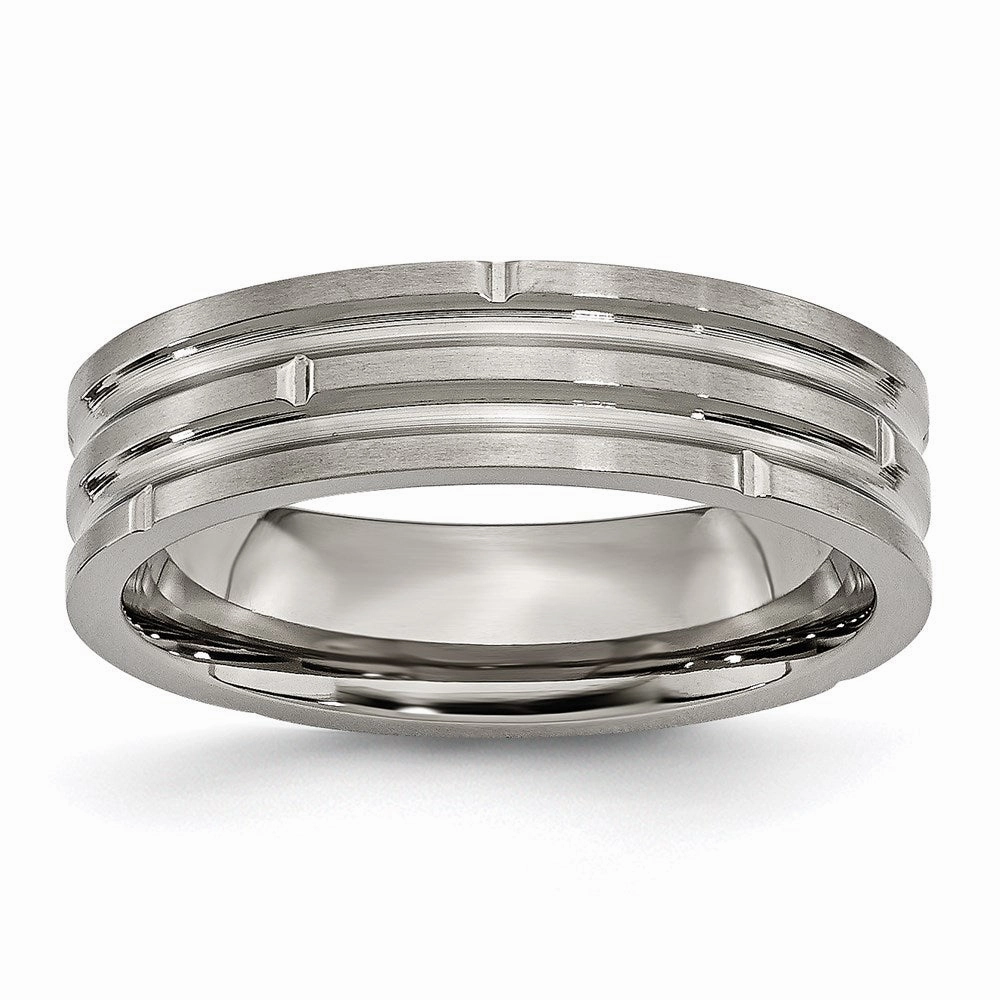 Titanium Grooved 6mm Polished and Satin Band | TB329