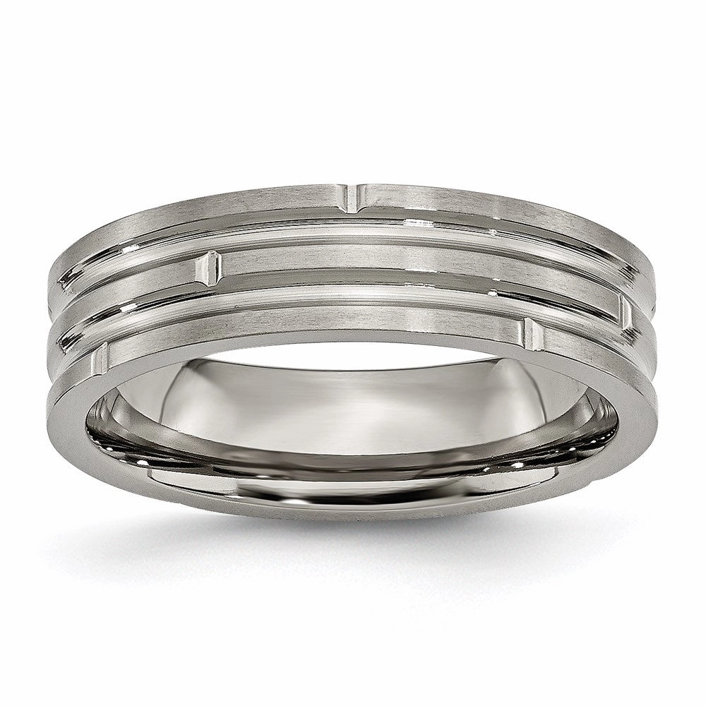 Titanium Grooved 6mm Polished and Satin Band | TB329