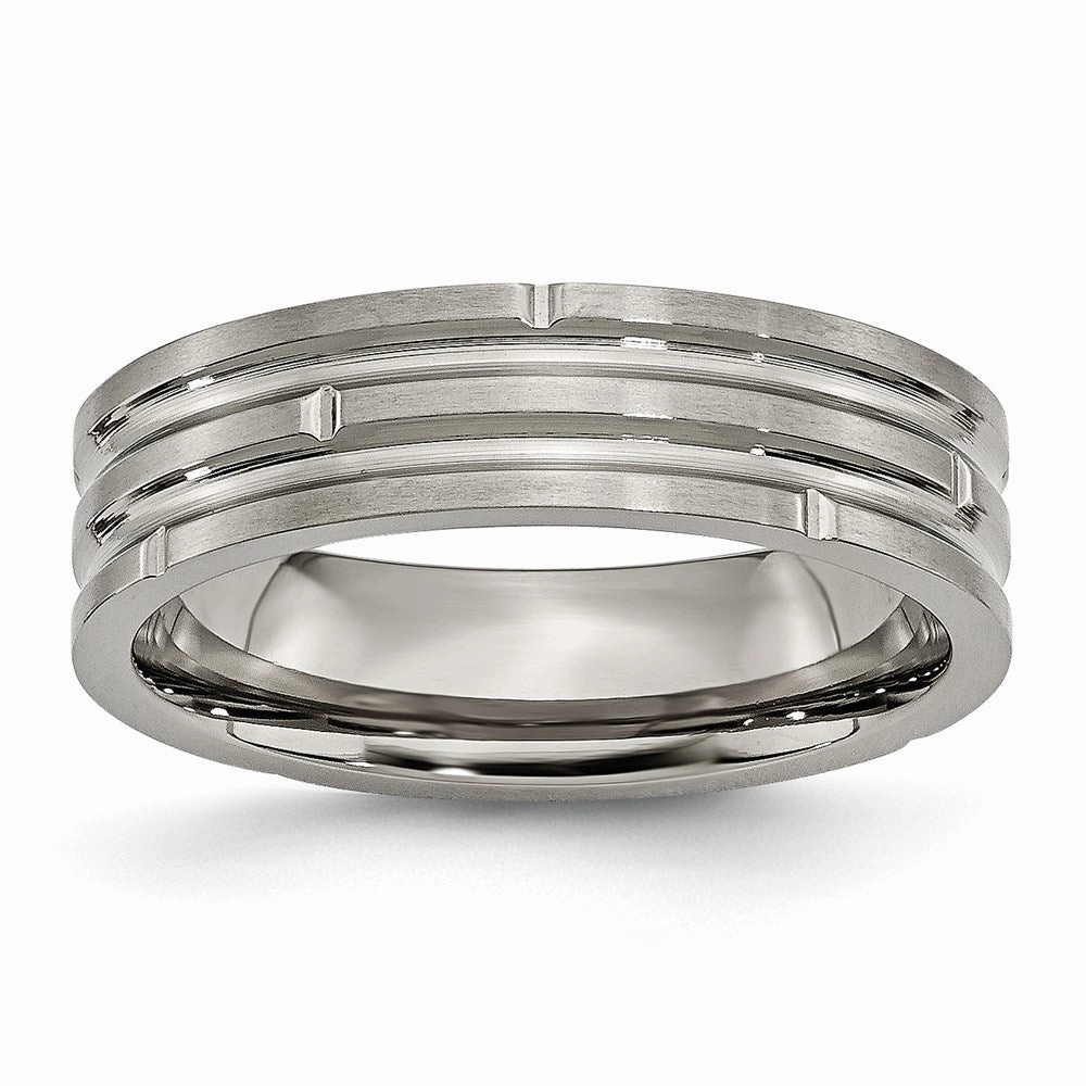 Titanium Grooved 6mm Polished and Satin Band | TB329