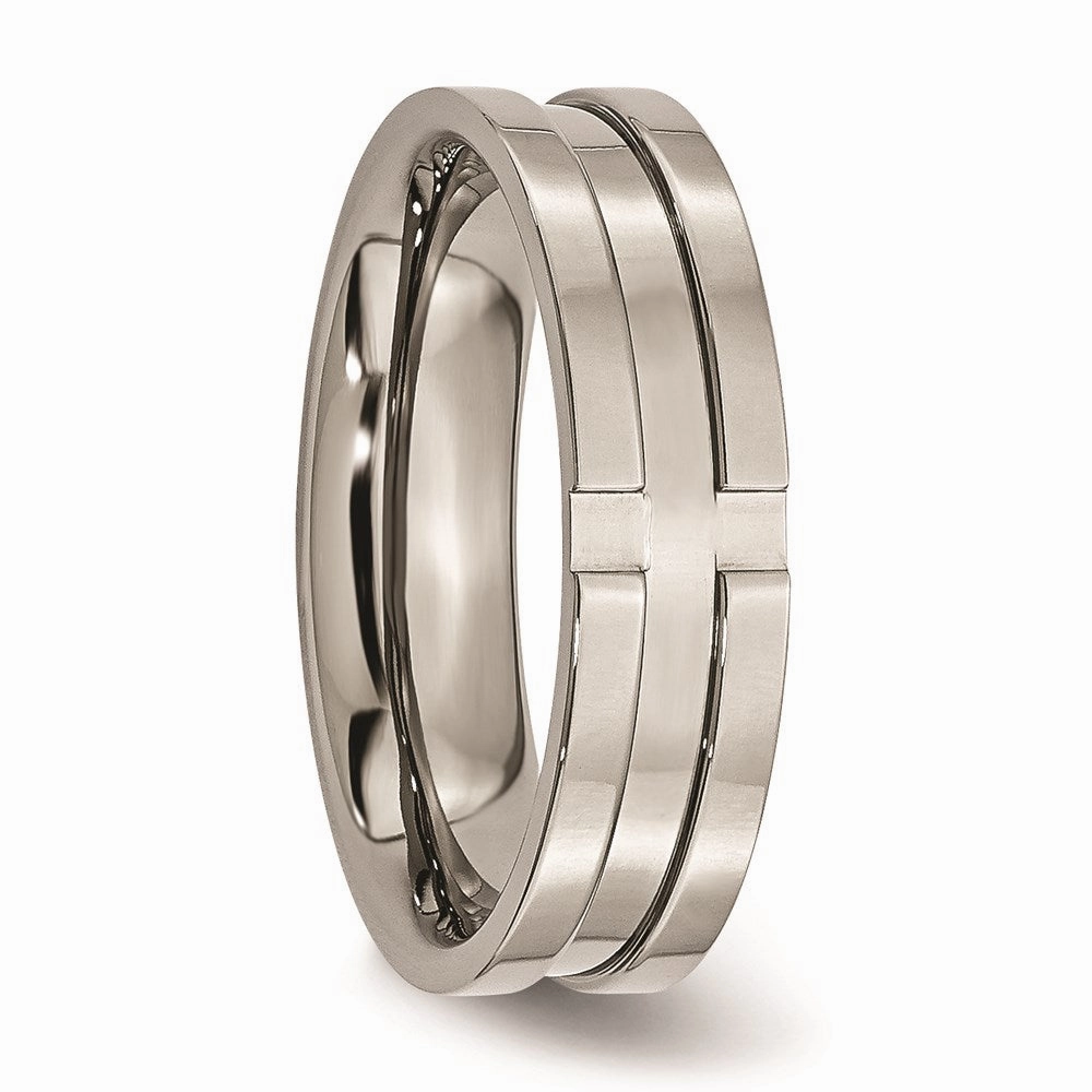 Titanium Grooved 6mm Polished Band | TB165