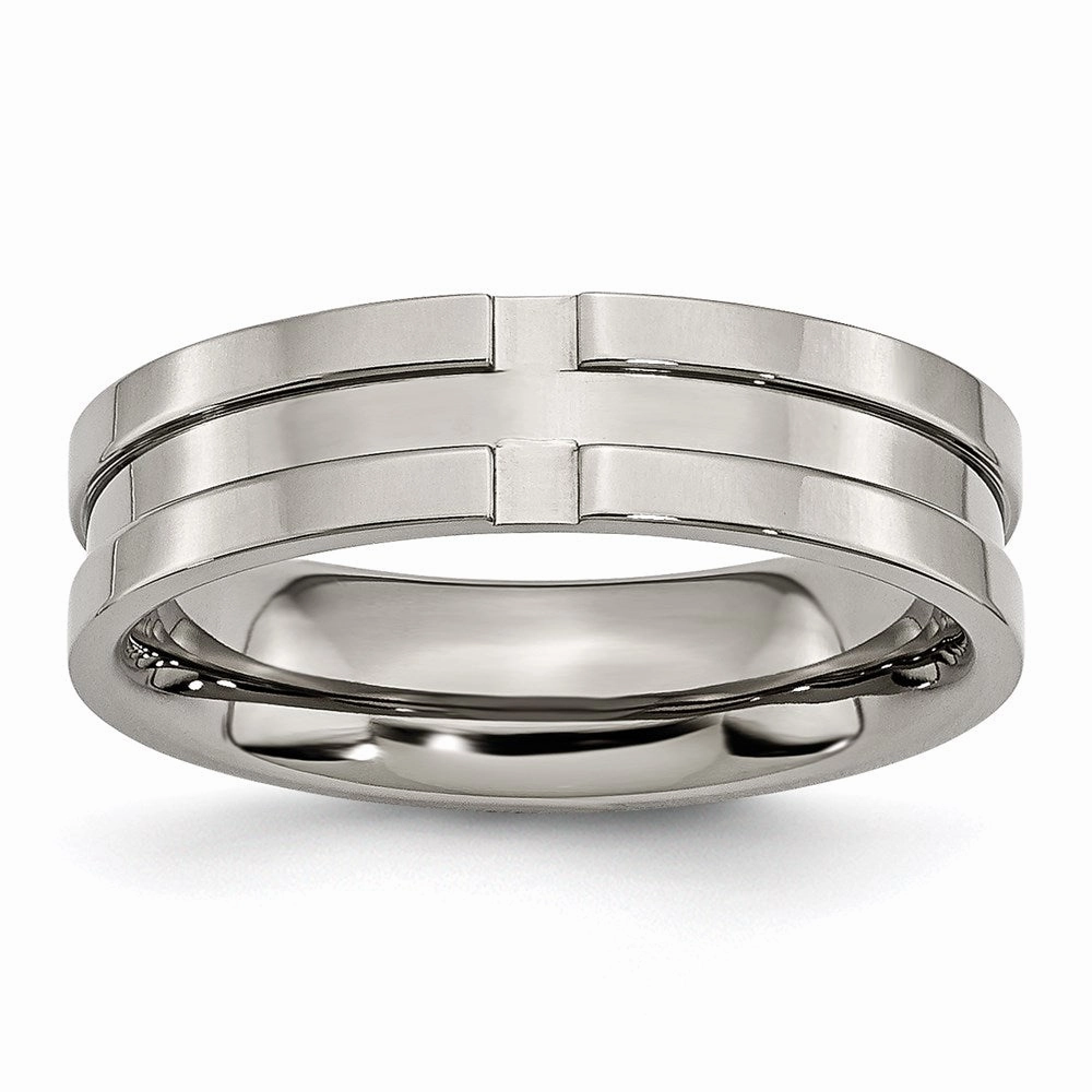 Titanium Grooved 6mm Polished Band | TB165
