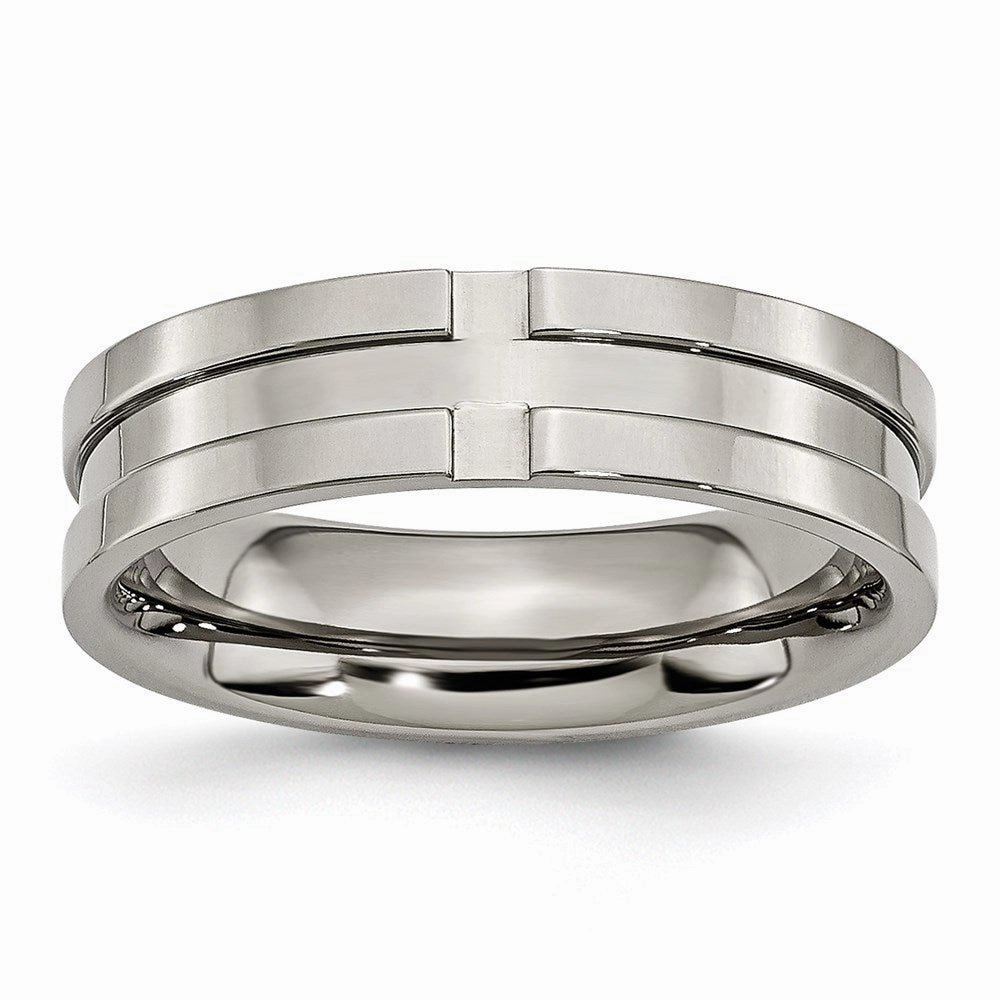 Titanium Grooved 6mm Polished Band | TB165