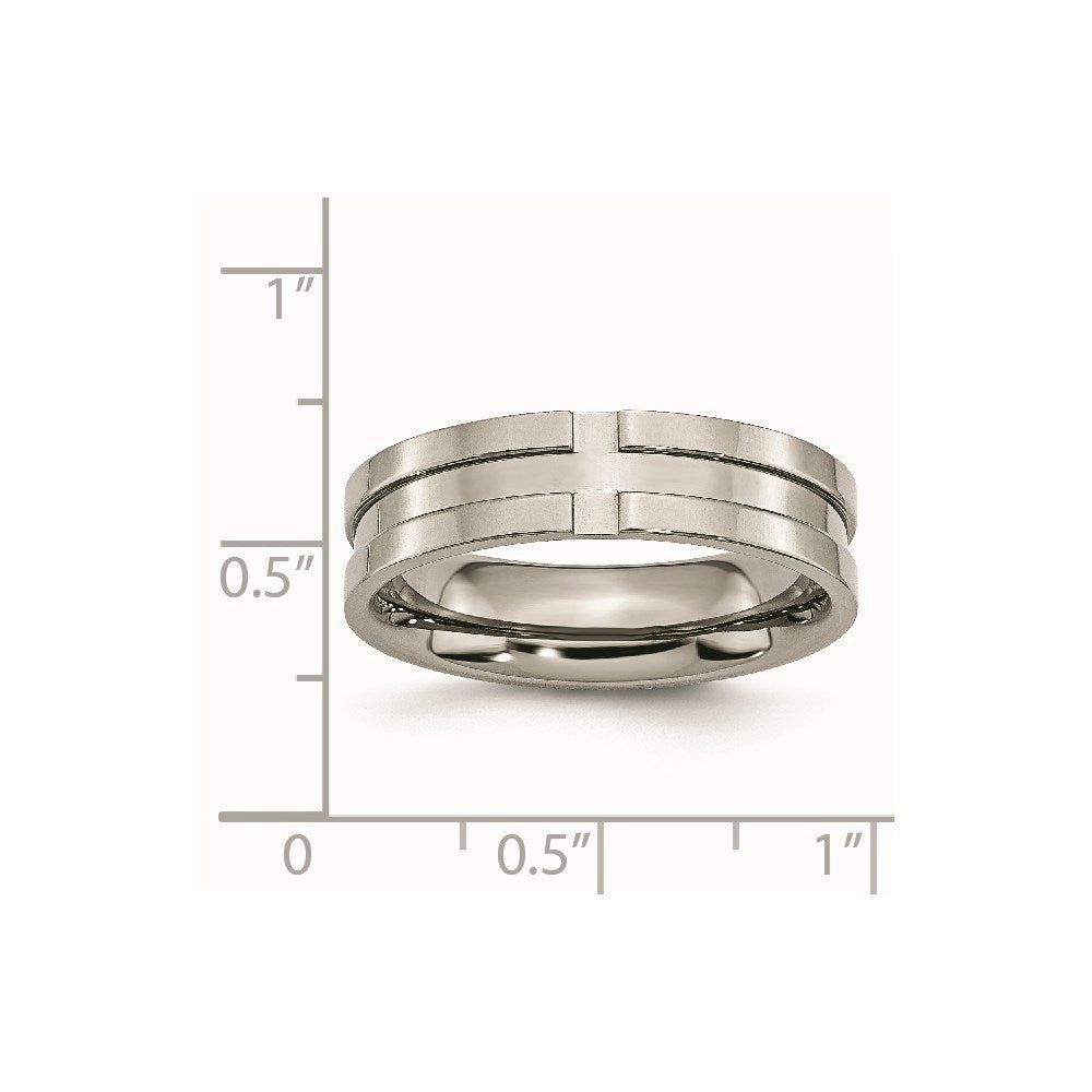 Titanium Grooved 6mm Polished Band | TB165
