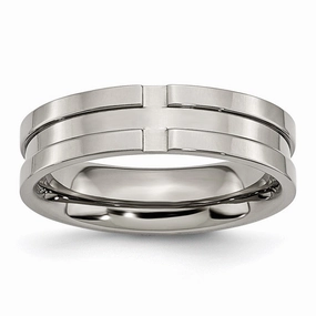 Titanium Grooved 6mm Polished Band | TB165