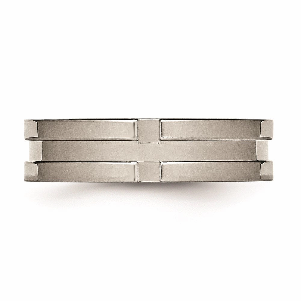 Titanium Grooved 6mm Polished Band | TB165