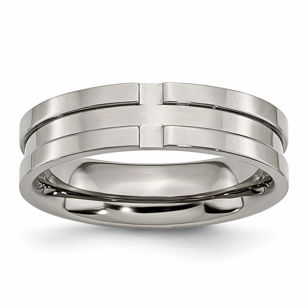 Titanium Grooved 6mm Polished Band | TB165