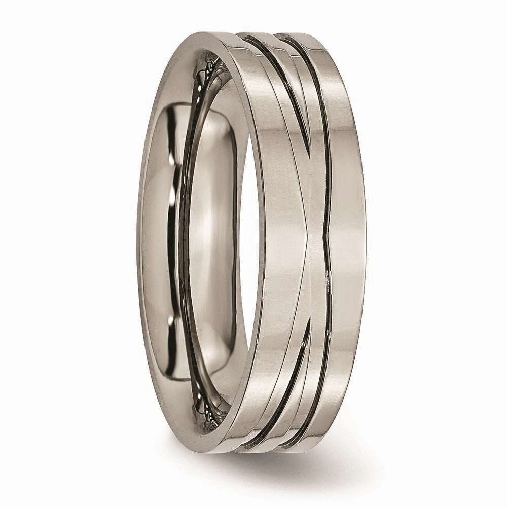 Titanium Grooved 6mm Polished Band | TB170