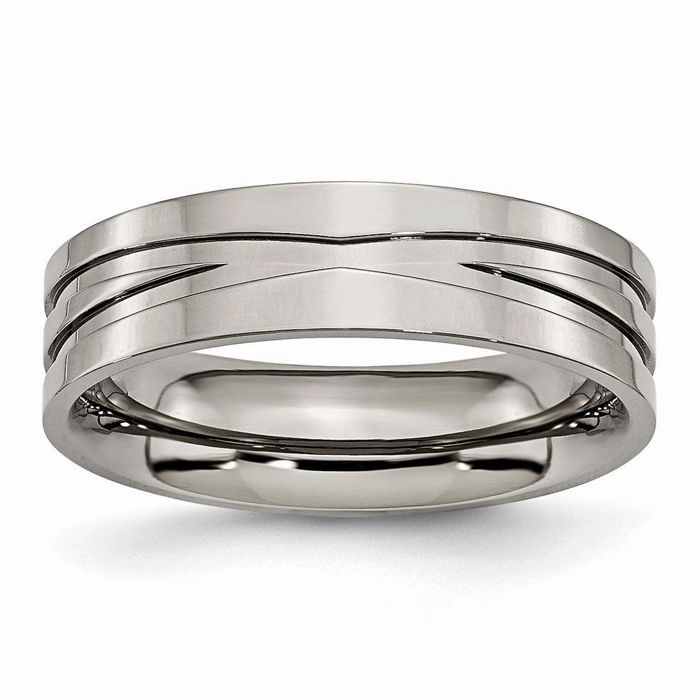 Titanium Grooved 6mm Polished Band | TB170