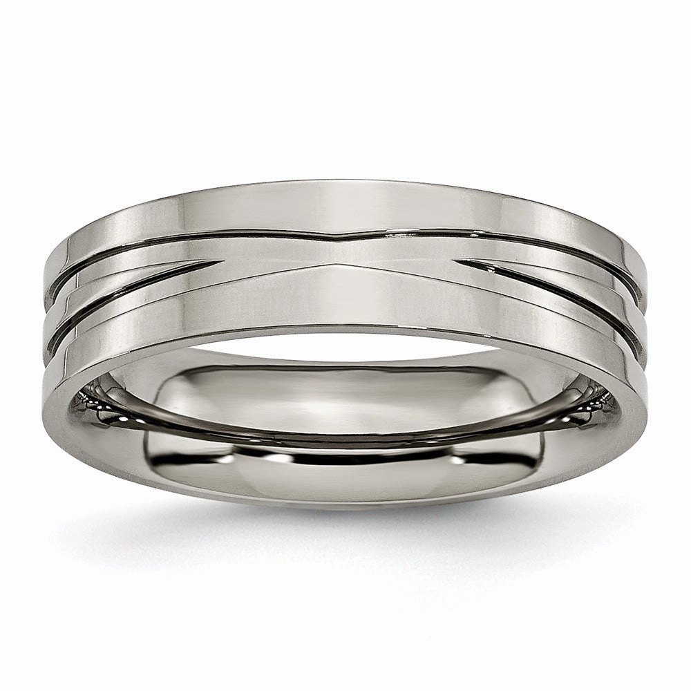 Titanium Grooved 6mm Polished Band | TB170