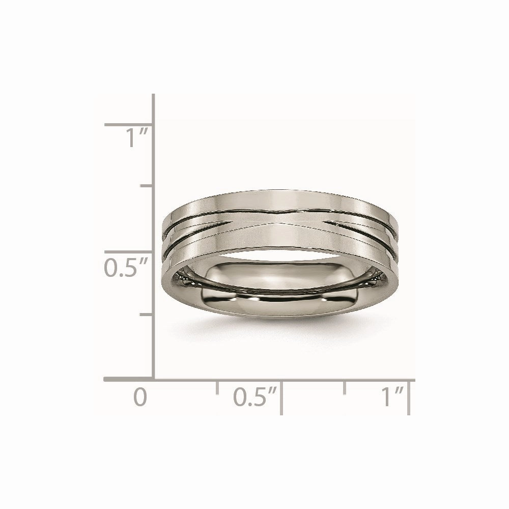 Titanium Grooved 6mm Polished Band | TB170