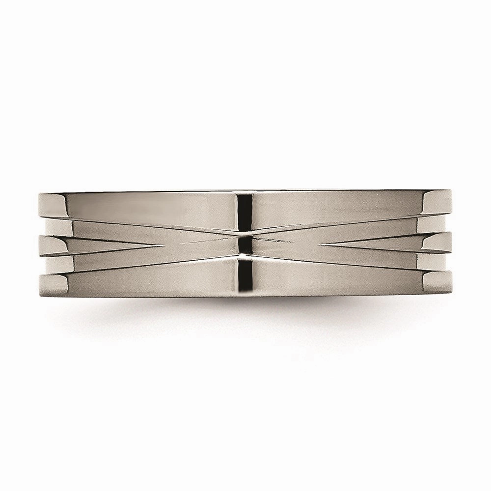 Titanium Grooved 6mm Polished Band | TB170