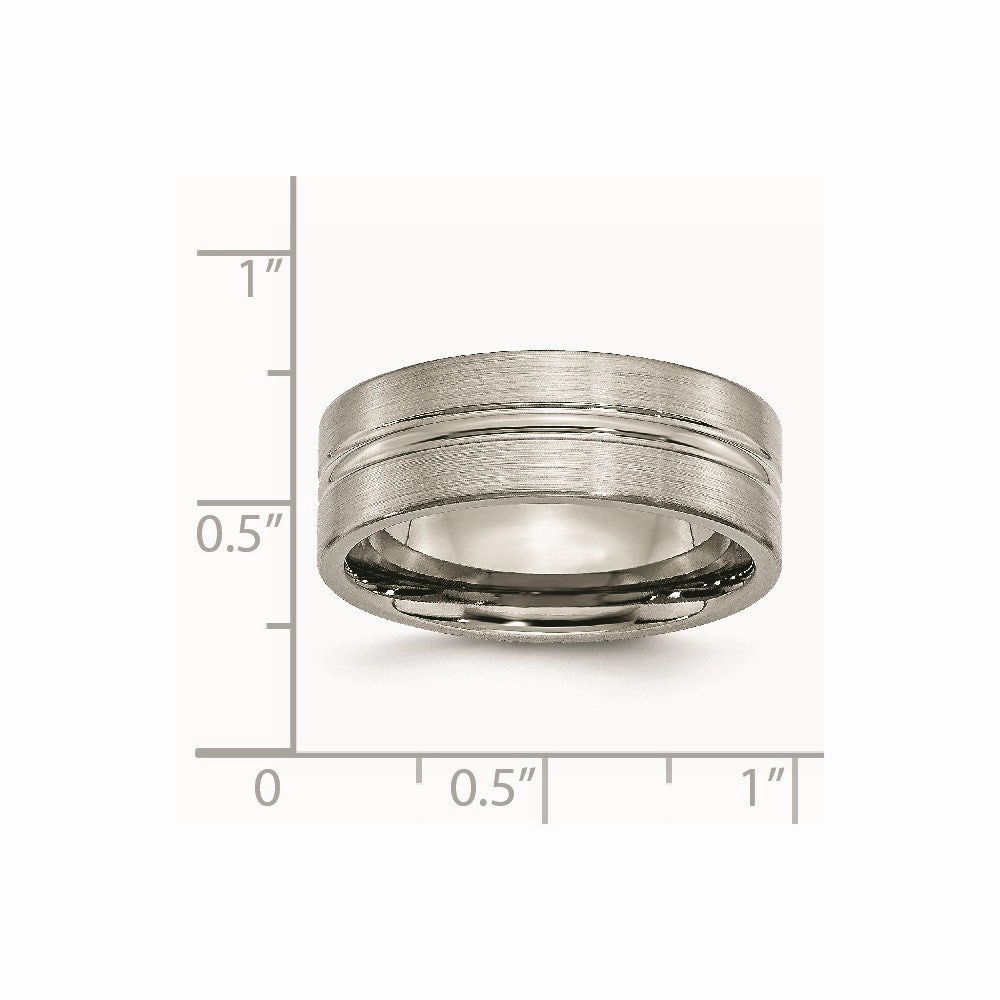 Titanium Grooved 8mm Brushed and Polished Band | TB119