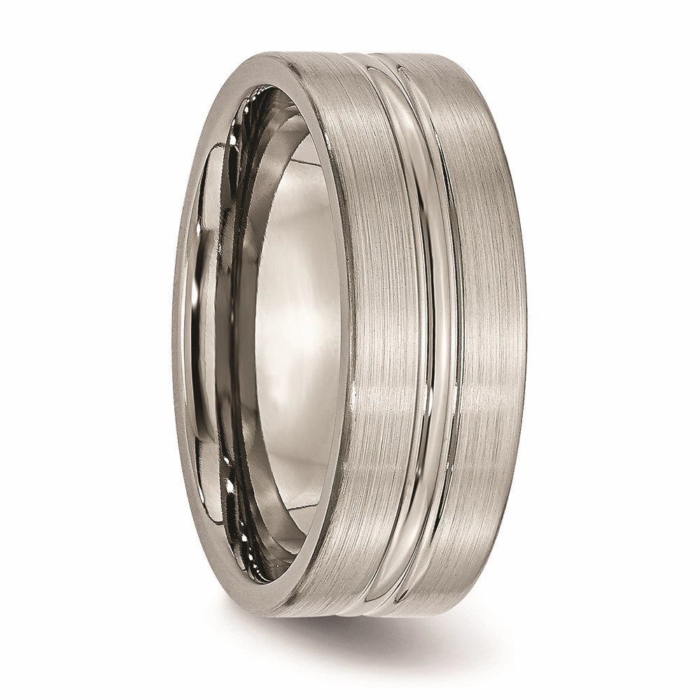 Titanium Grooved 8mm Brushed and Polished Band | TB119