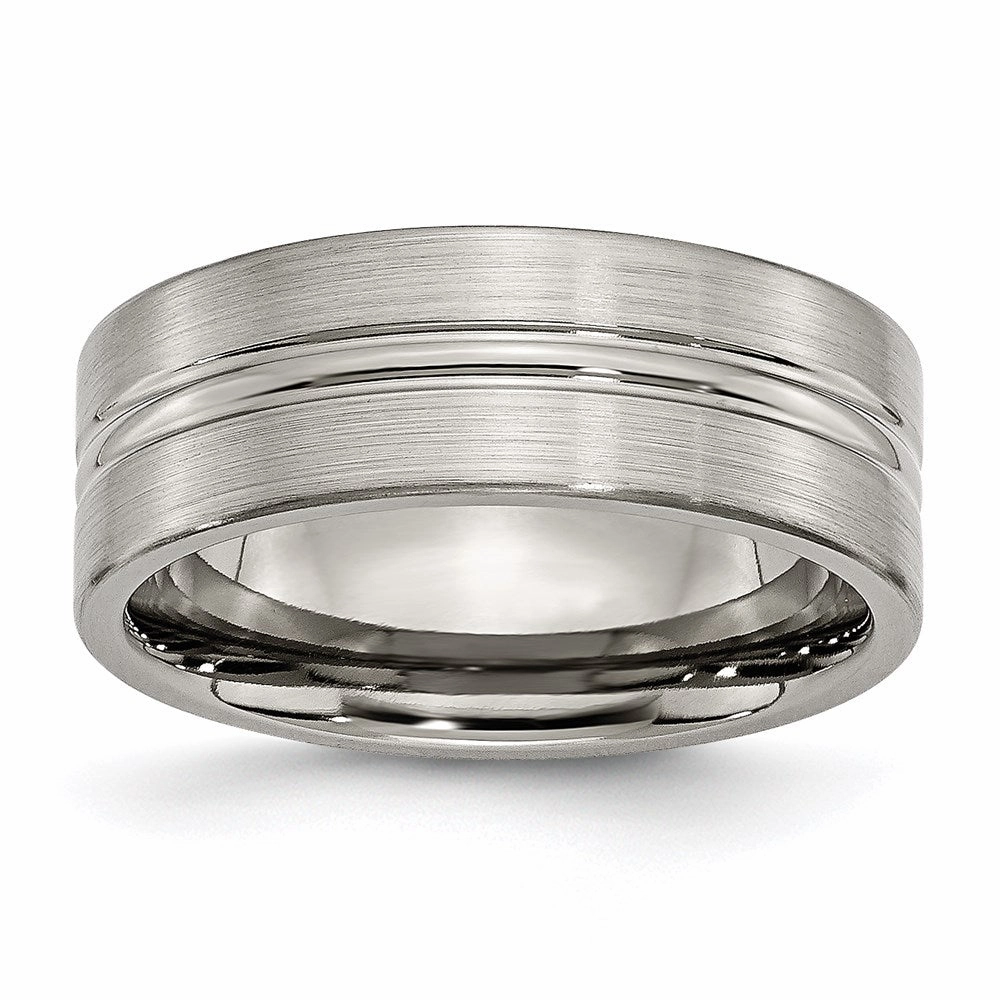 Titanium Grooved 8mm Brushed and Polished Band | TB119