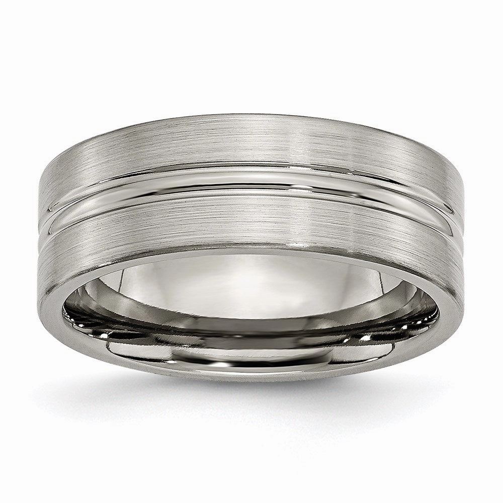 Titanium Grooved 8mm Brushed and Polished Band | TB119
