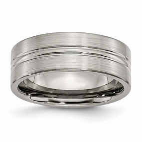 Titanium Grooved 8mm Brushed and Polished Band | TB119