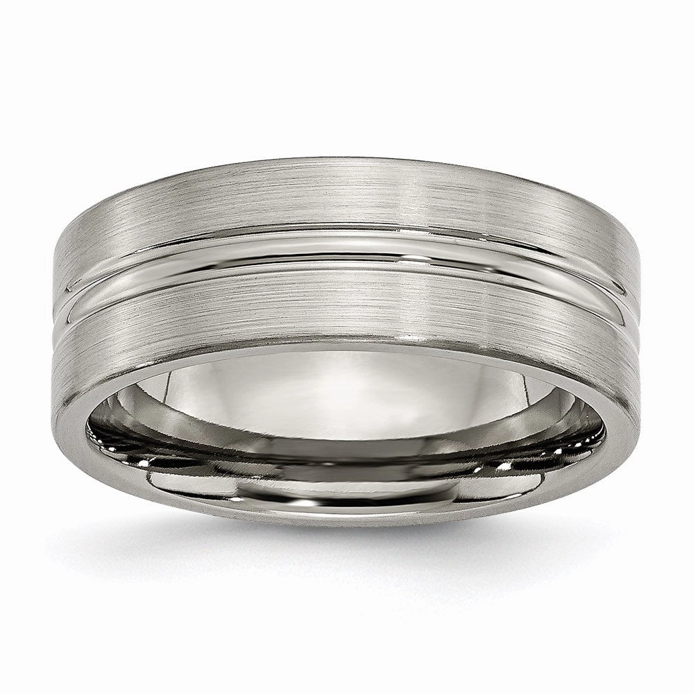 Titanium Grooved 8mm Brushed and Polished Band | TB119