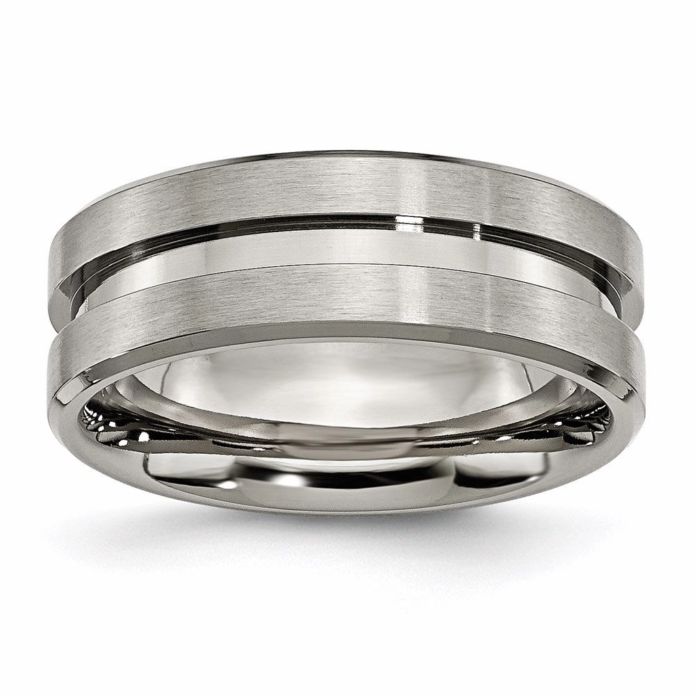 Titanium Grooved 8mm Brushed and Polished Band | TB180