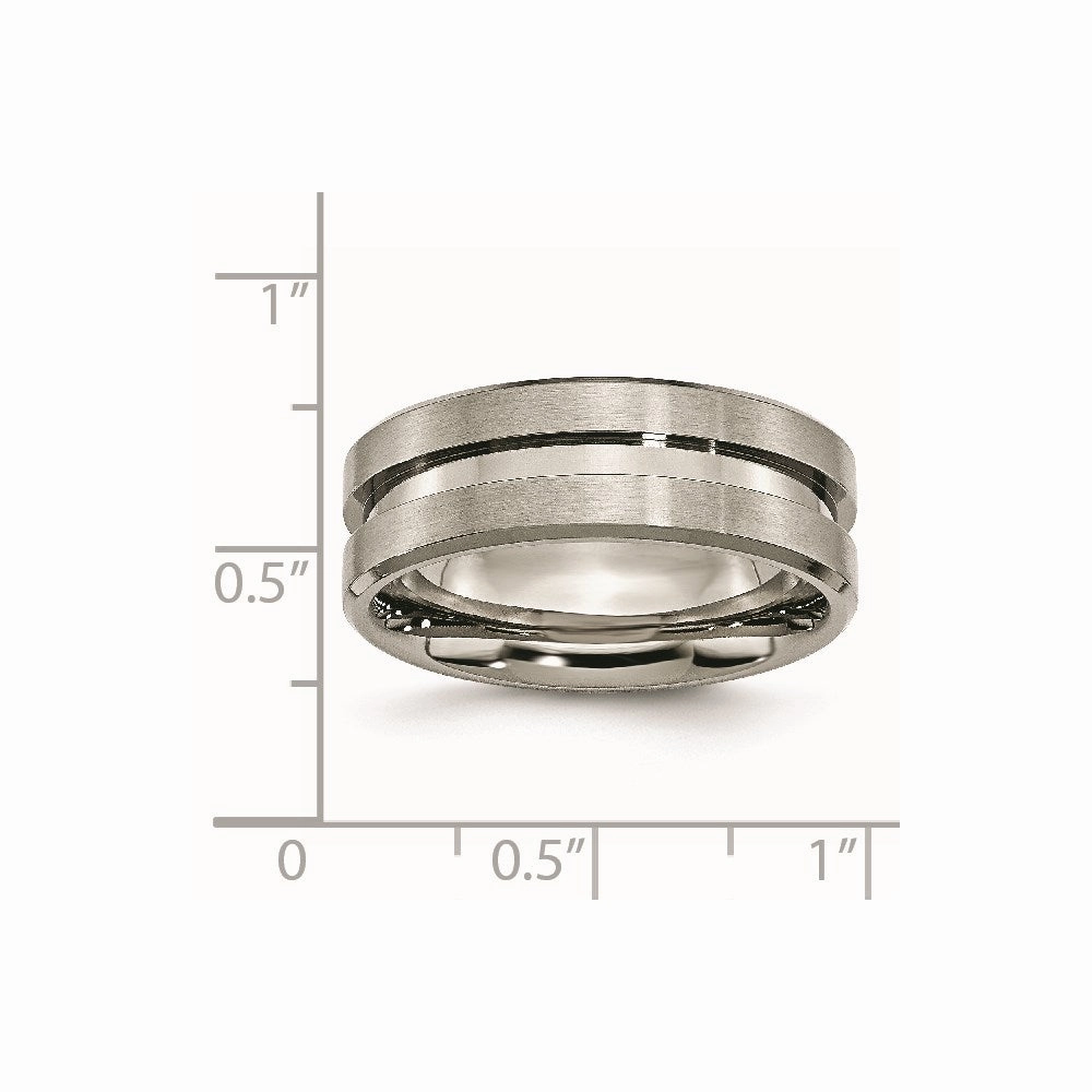 Titanium Grooved 8mm Brushed and Polished Band | TB180