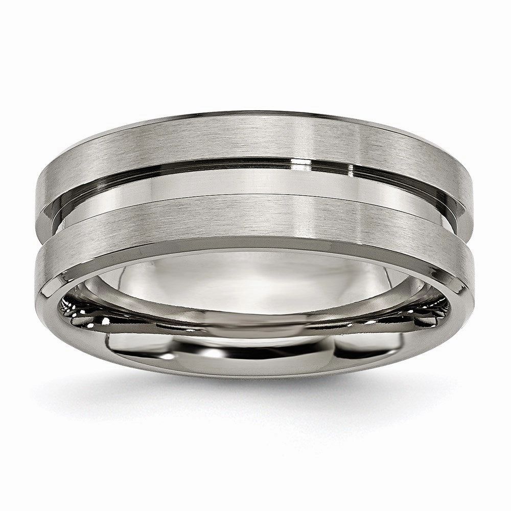 Titanium Grooved 8mm Brushed and Polished Band | TB180