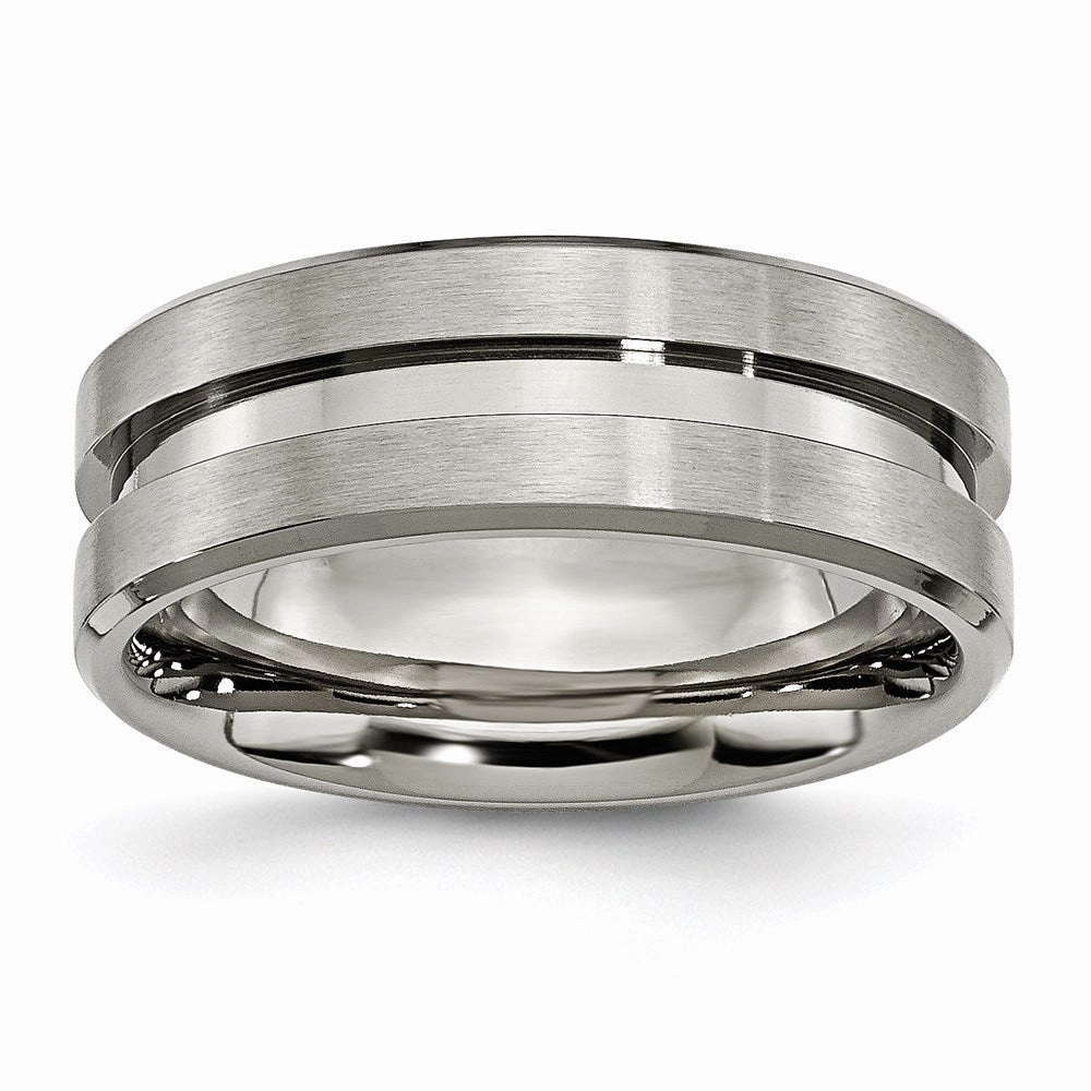 Titanium Grooved 8mm Brushed and Polished Band | TB180