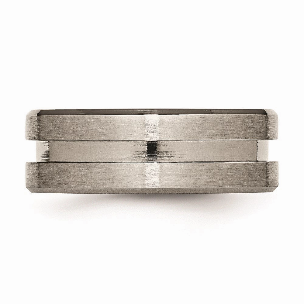 Titanium Grooved 8mm Brushed and Polished Band | TB180