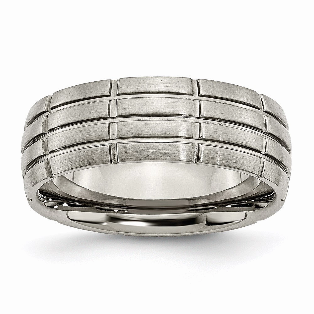 Titanium Grooved 8mm Brushed and Polished Band | TB183