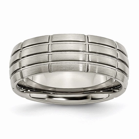 Titanium Grooved 8mm Brushed and Polished Band | TB183