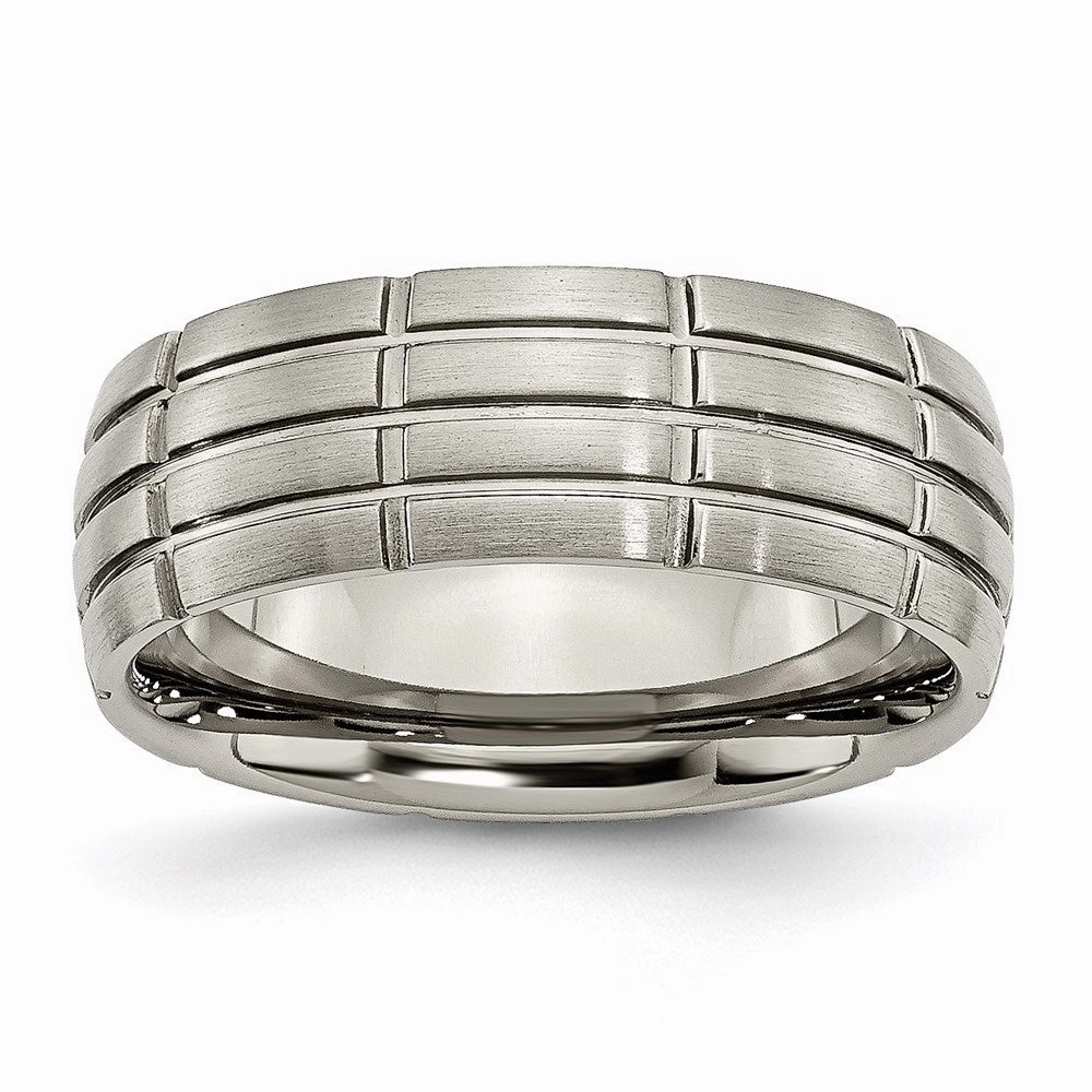 Titanium Grooved 8mm Brushed and Polished Band | TB183