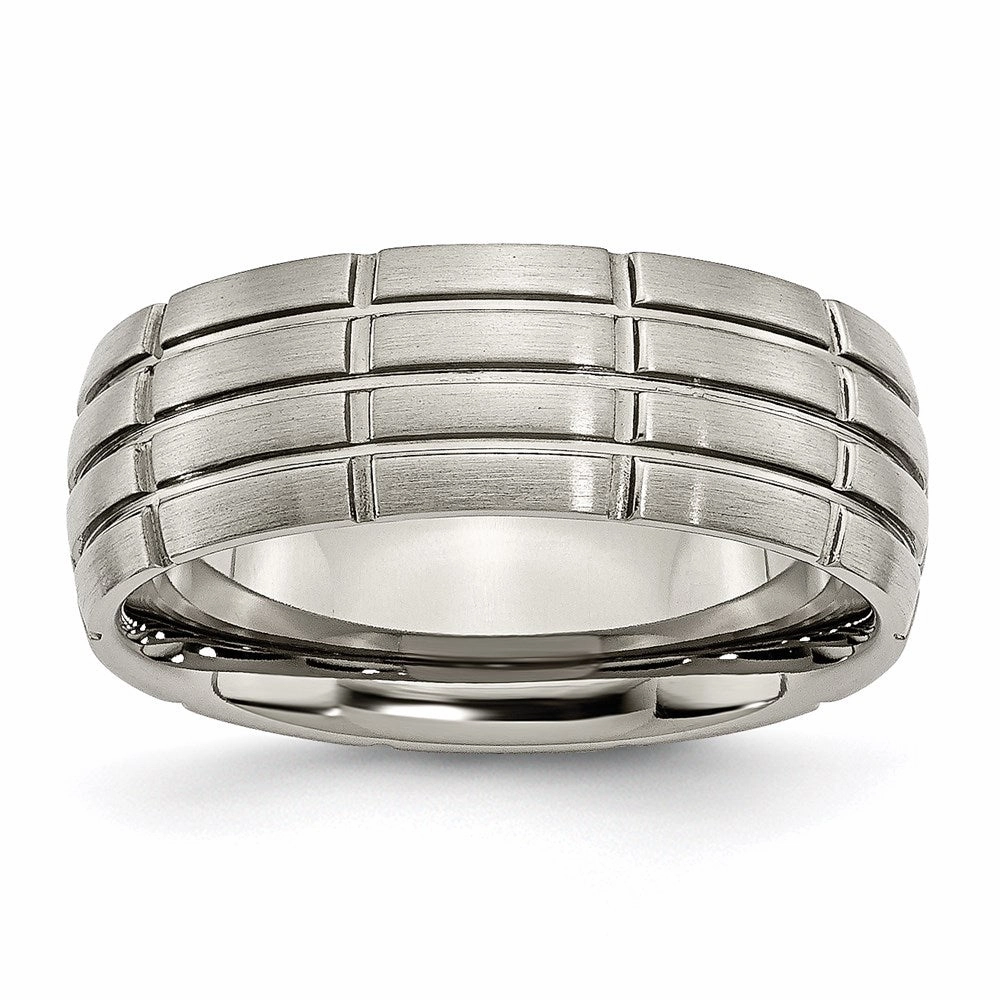 Titanium Grooved 8mm Brushed and Polished Band | TB183