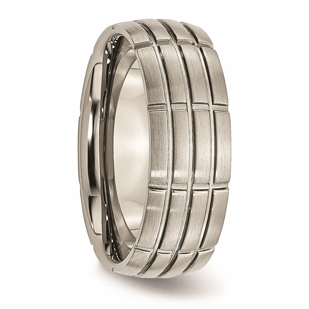 Titanium Grooved 8mm Brushed and Polished Band | TB183