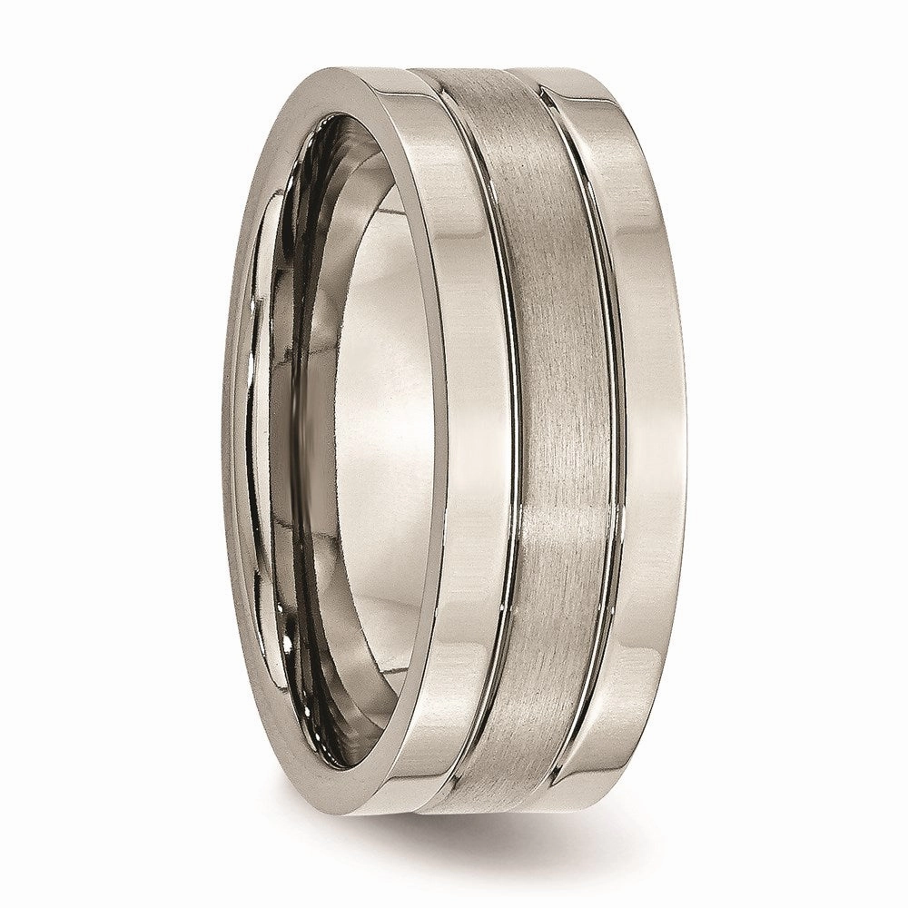 Titanium Grooved 8mm Brushed and Polished Band | TB189