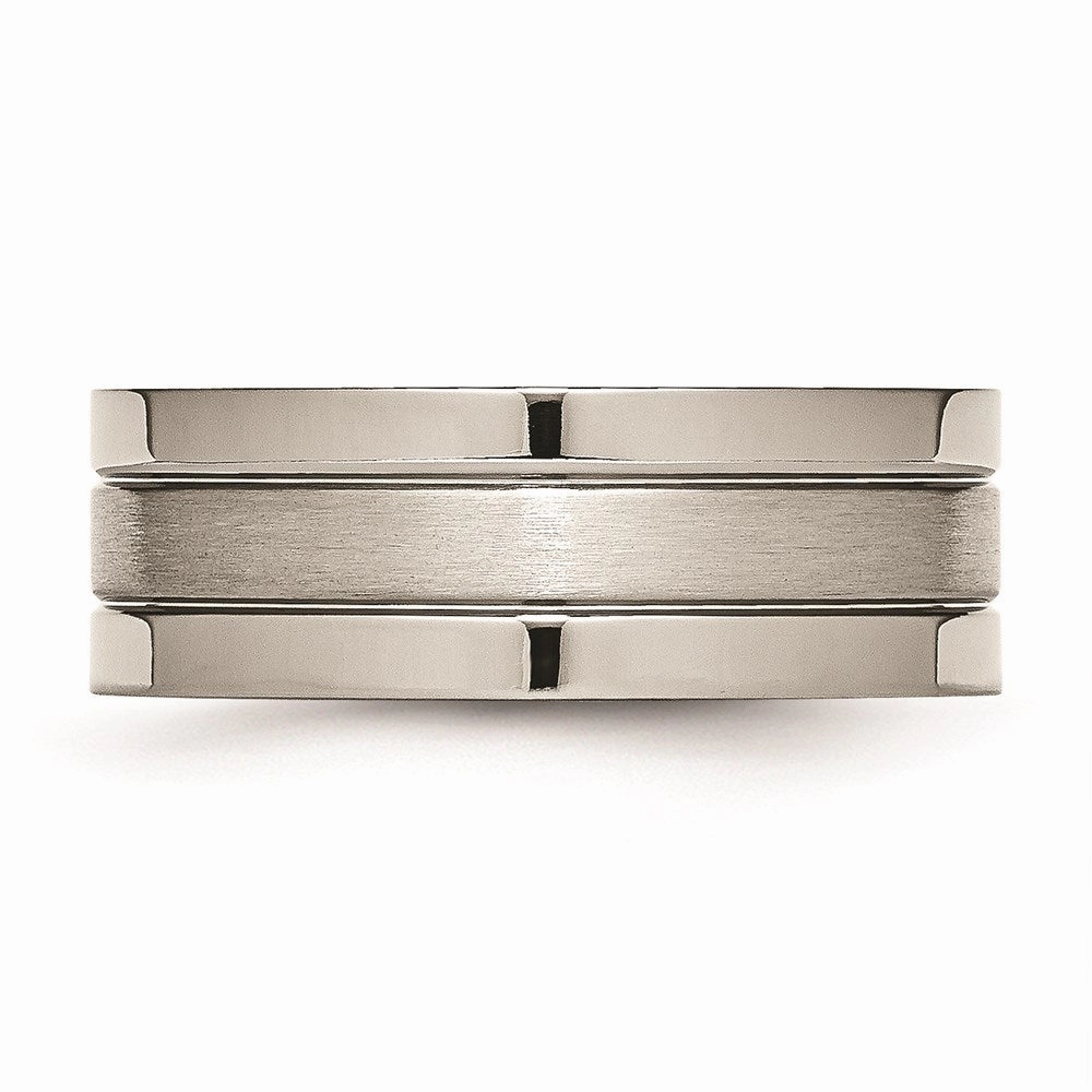 Titanium Grooved 8mm Brushed and Polished Band | TB189