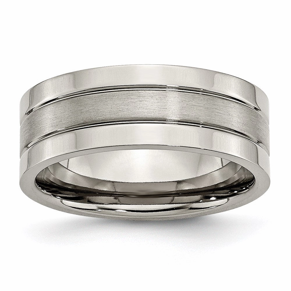 Titanium Grooved 8mm Brushed and Polished Band | TB189