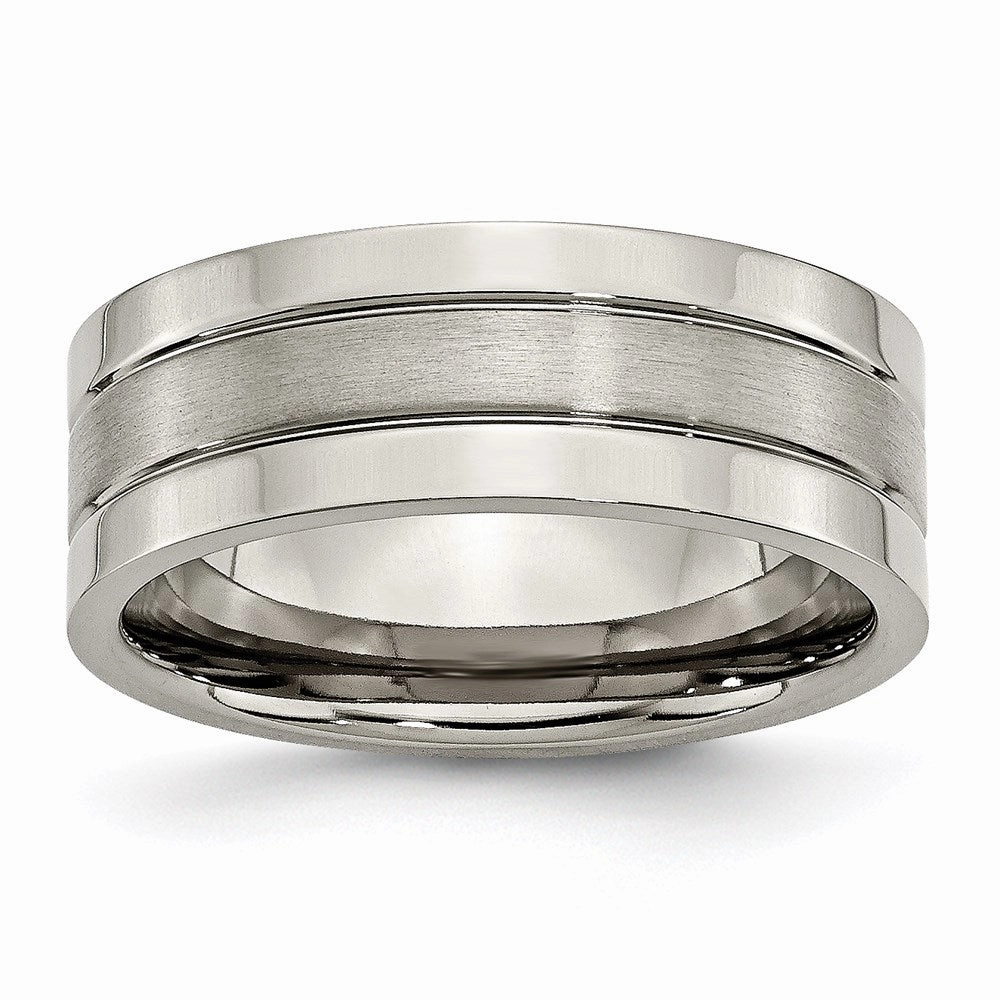 Titanium Grooved 8mm Brushed and Polished Band | TB189