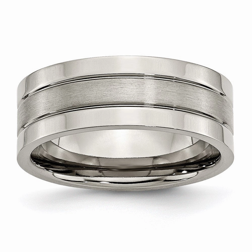 Titanium Grooved 8mm Brushed and Polished Band | TB189