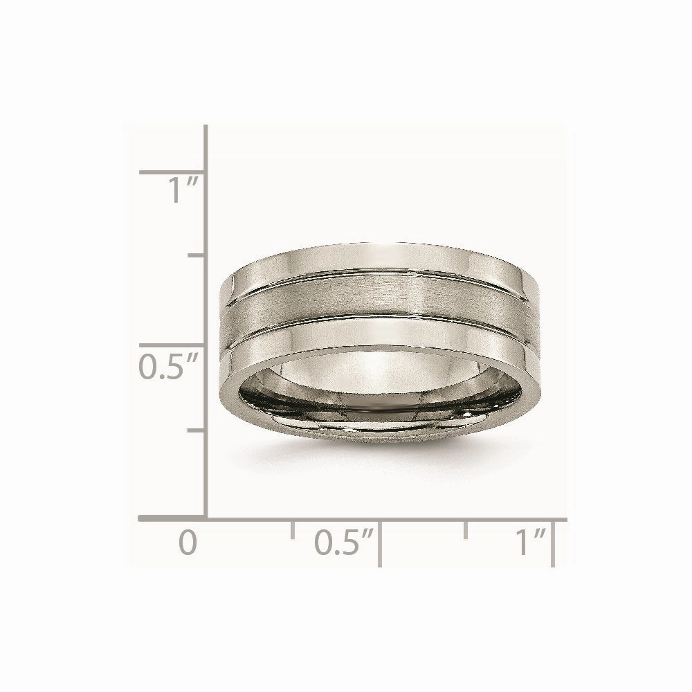 Titanium Grooved 8mm Brushed and Polished Band | TB189