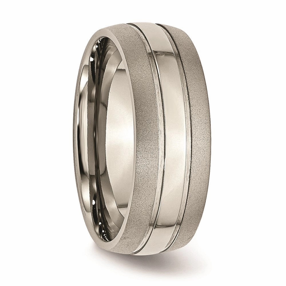 Titanium Grooved 8mm Brushed and Polished Band | TB191