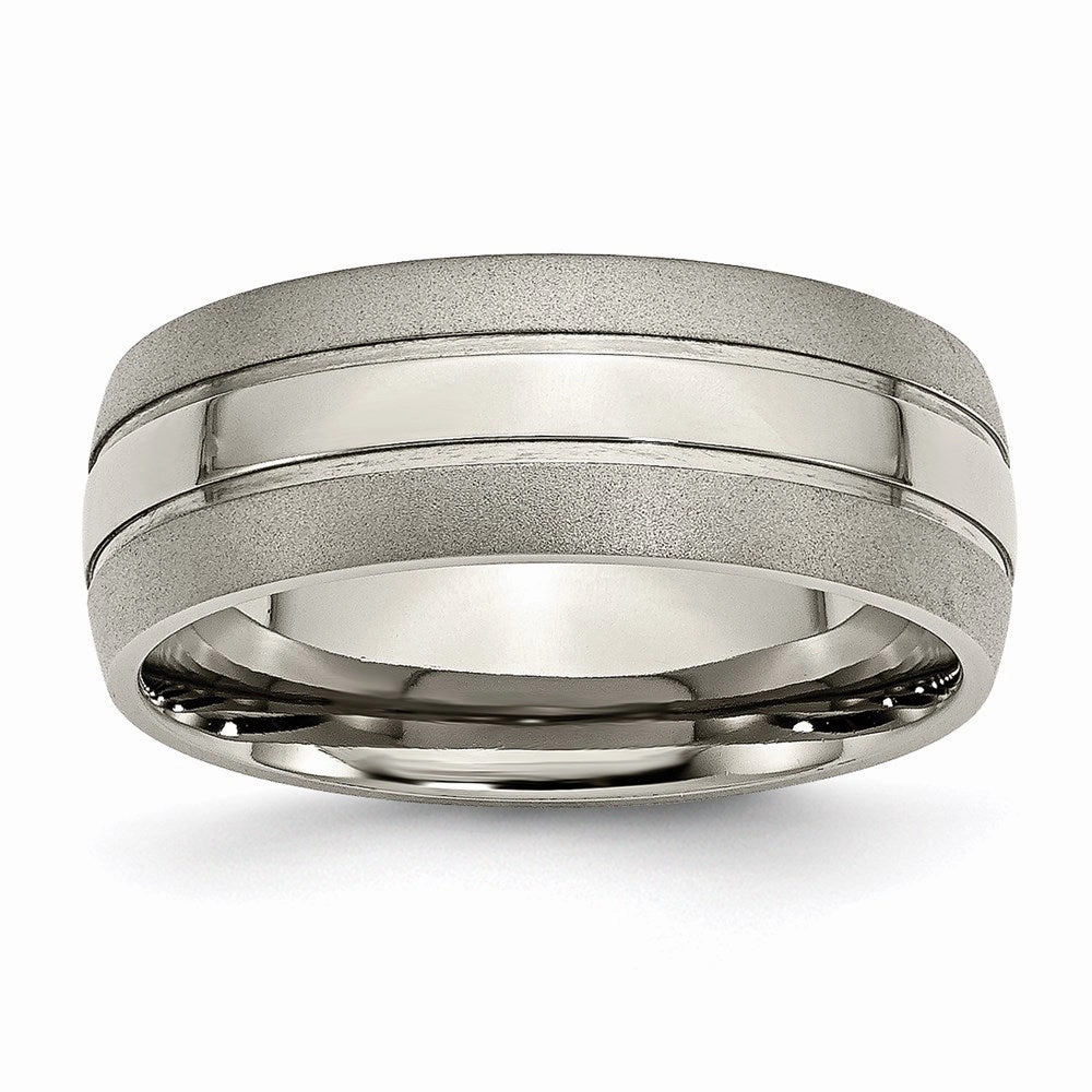 Titanium Grooved 8mm Brushed and Polished Band | TB191