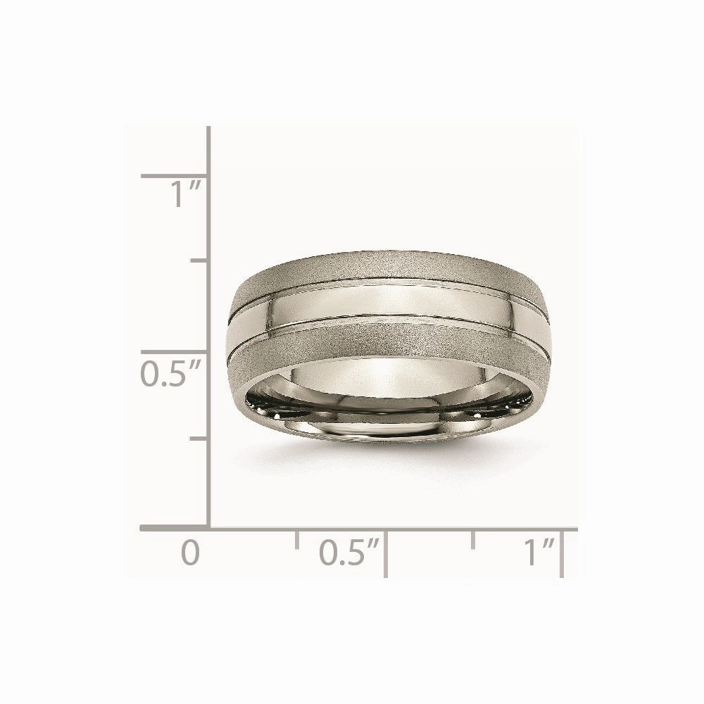 Titanium Grooved 8mm Brushed and Polished Band | TB191