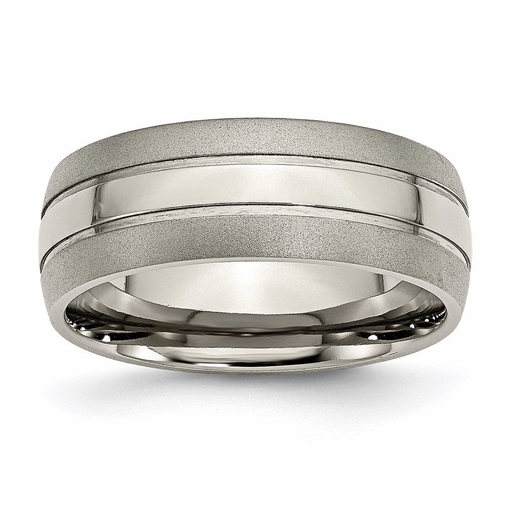 Titanium Grooved 8mm Brushed and Polished Band | TB191