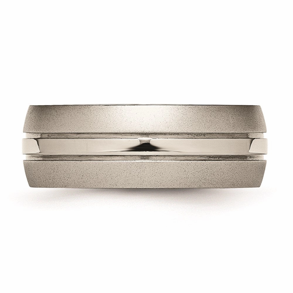 Titanium Grooved 8mm Brushed and Polished Band | TB191