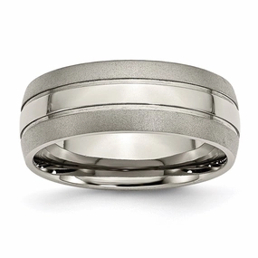 Titanium Grooved 8mm Brushed and Polished Band | TB191